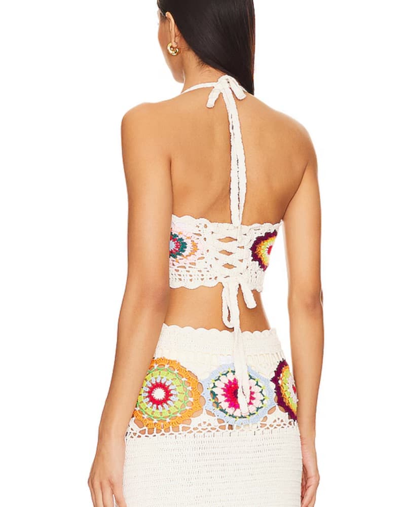 Vibrant Crochet Crop Top and Maxi Skirt Set - Image 3