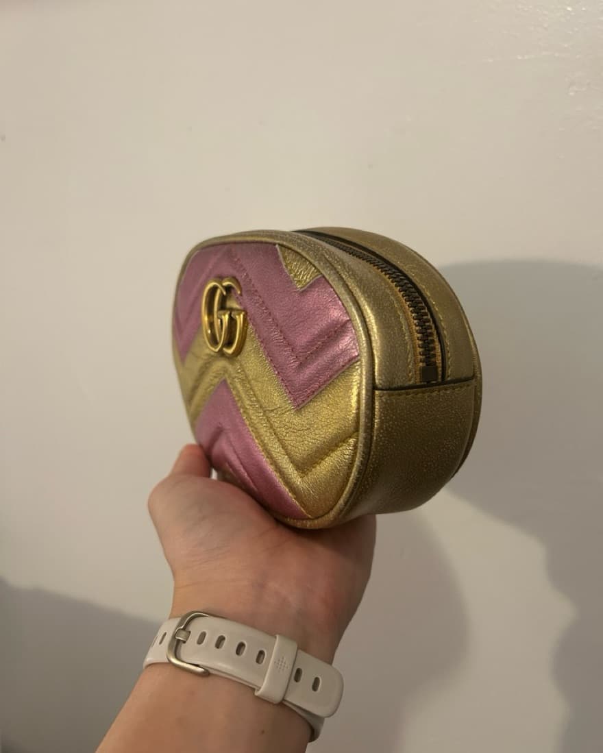 Gucci Marmont Gold And Pink Belt Bag - Image 4