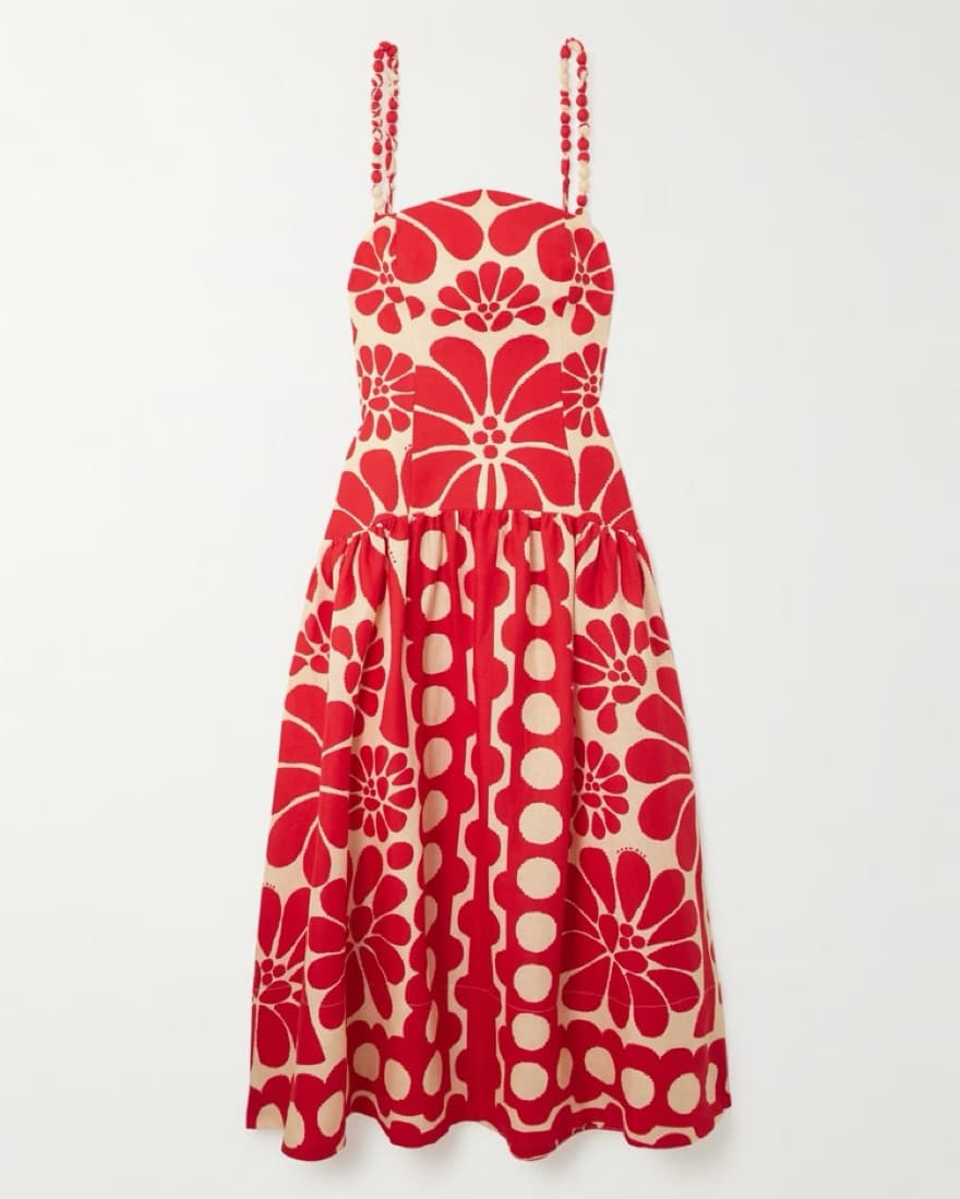 Farm Rio Patterned Red Dress - Image 3