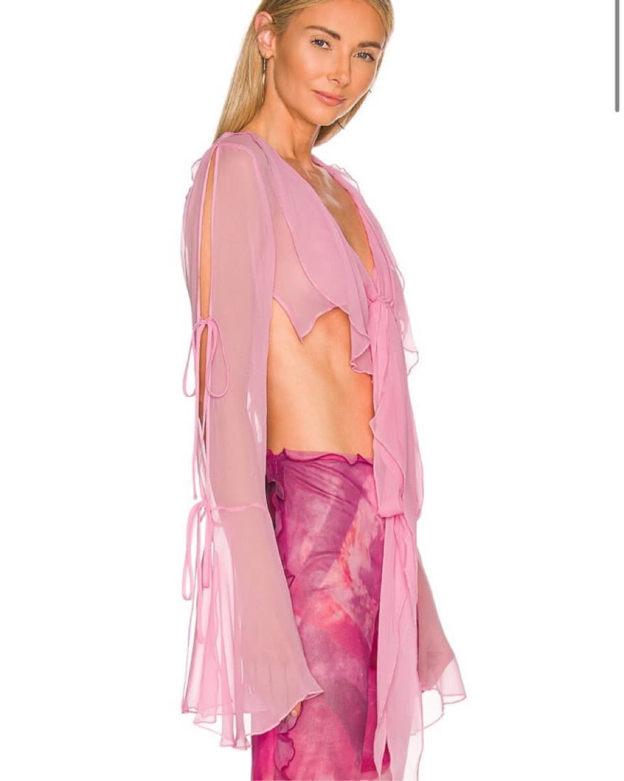 Kim Shui Chiffon Top in Baby Pink - Image 2