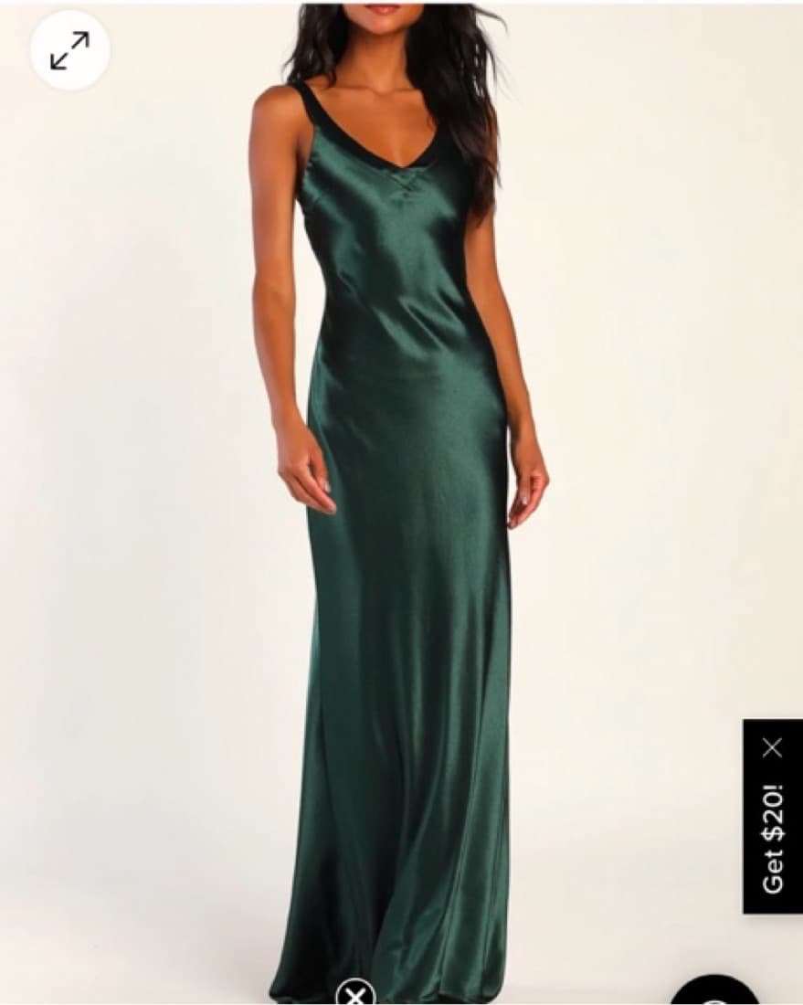 Emerald Green Satin Maxi Dress - Image 1