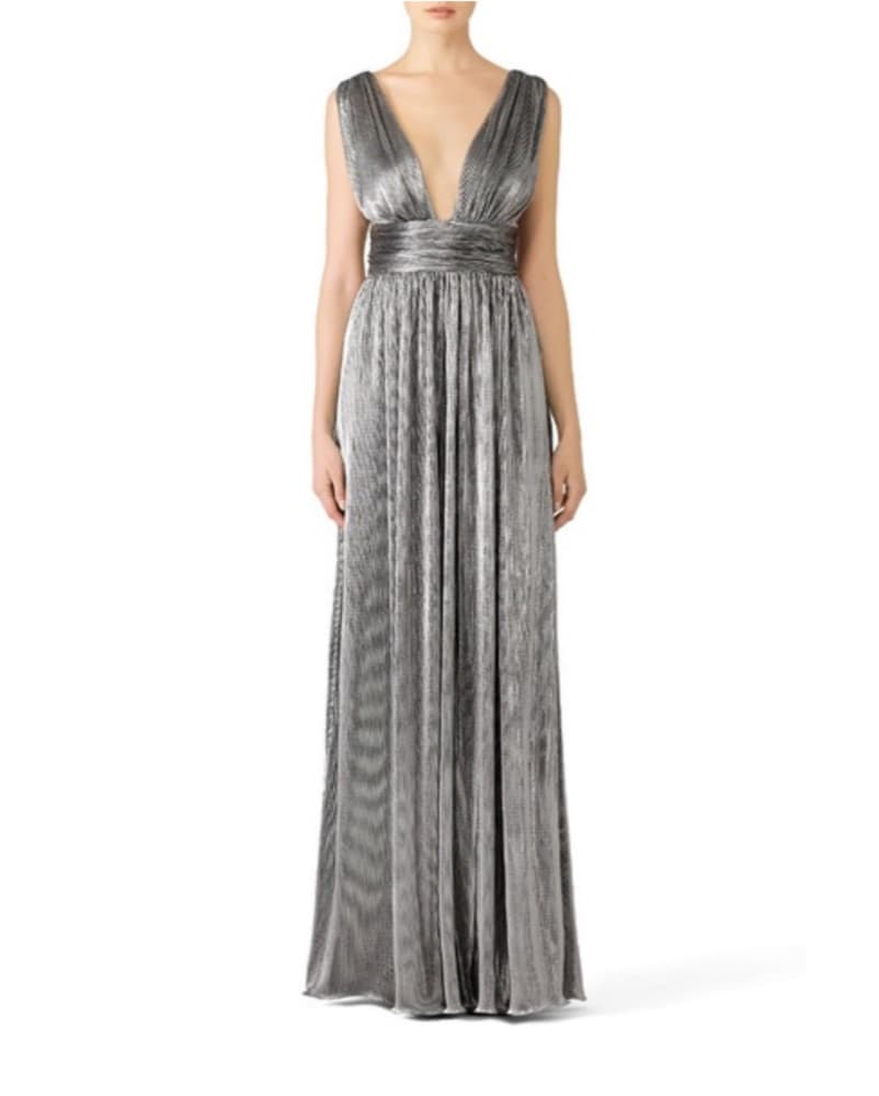 Silver Floor Length Grecian Gown - Image 2