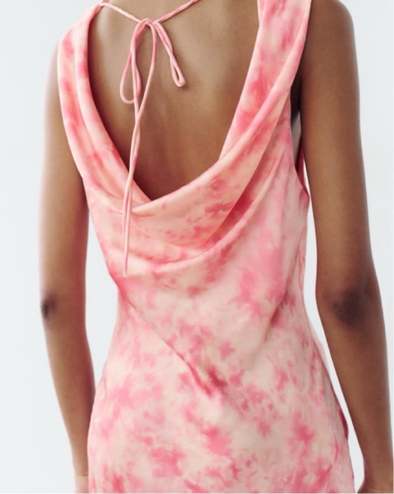 Zara Pink Printed Satin Dress - Image 5