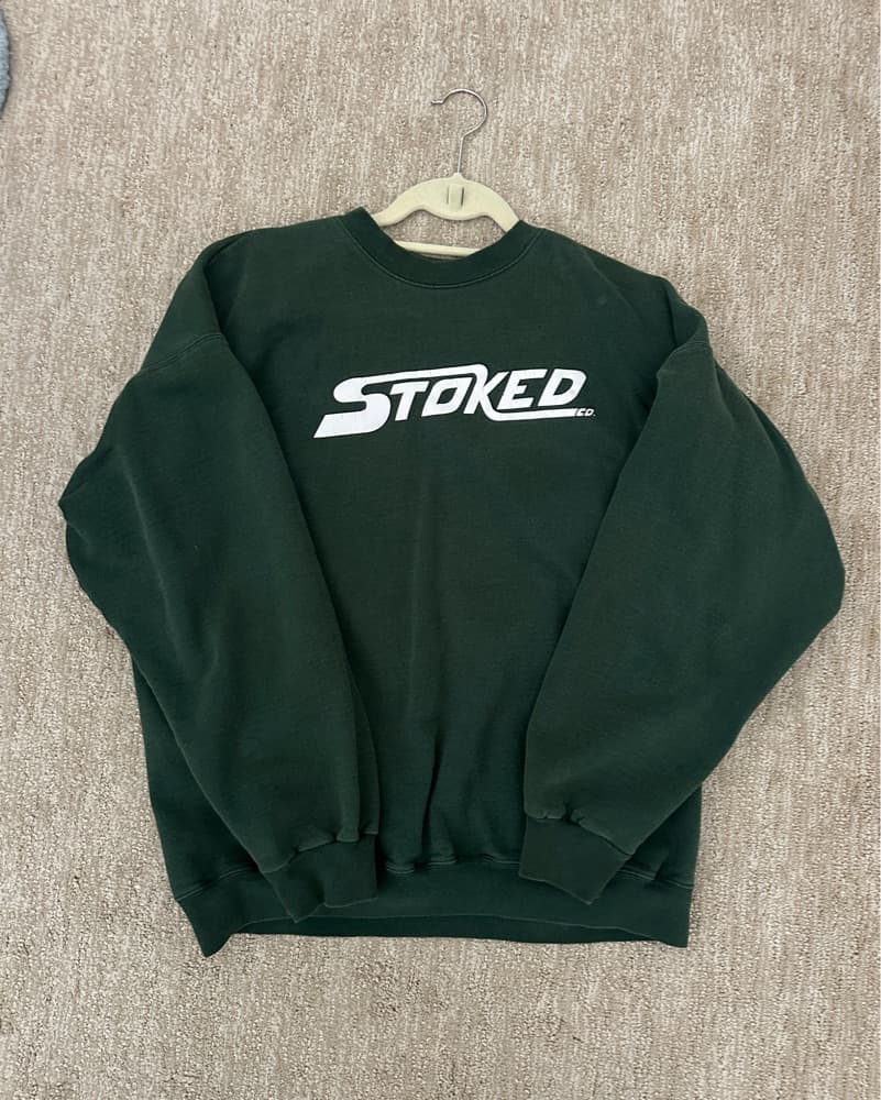 Stoked forest green oversized crewneck  - Image 1