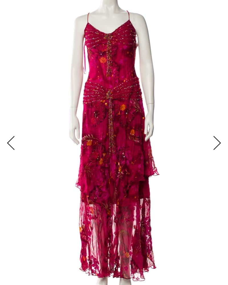 VINTAGE SUE WONG Floral Sequin Dress - Image 4