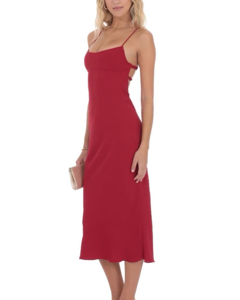 Lucy In The Sky Red Midi Dress - Image 3