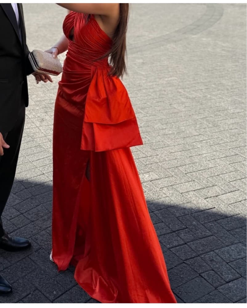 Mac Duggal Orange Halter Dress - Image 6