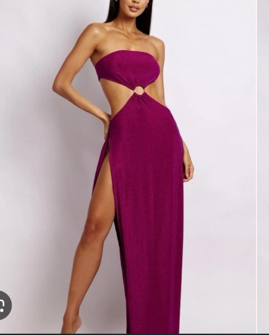 Vibrant Fuchsia Slit Maxi Dress - Image 3
