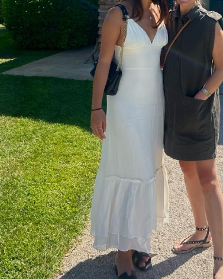 Reformation Long White V Neck Dress - Image 1