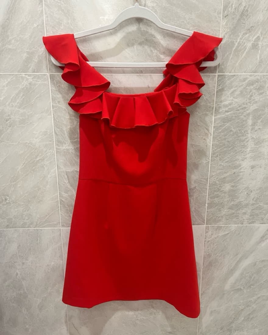 Red French Connection Mini A-Line Dress - Image 3