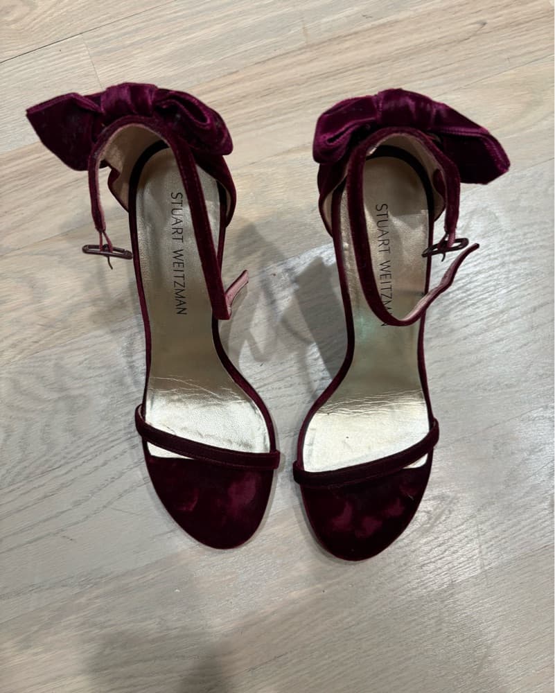 Stuart Weitzman Burgundy Velvet Heels - Image 1