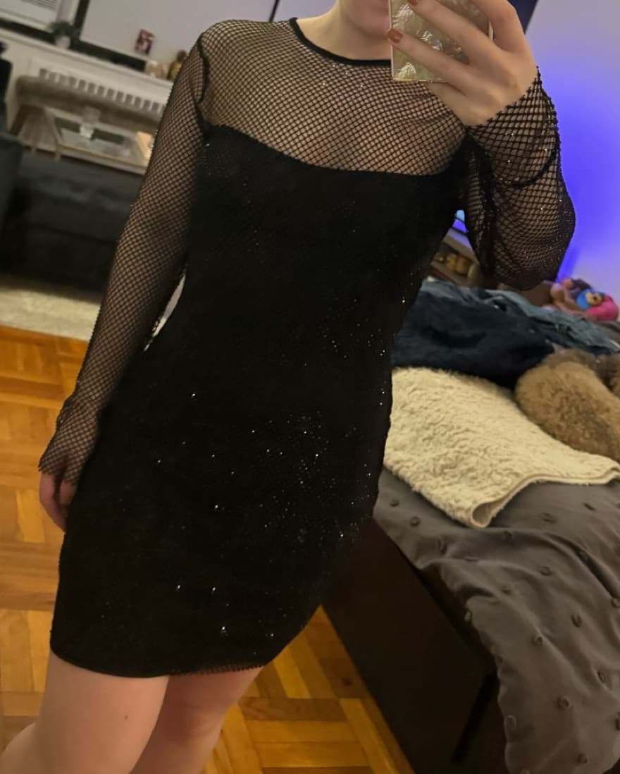 Aqua Long Sleeve Crystal Dress  - Image 4