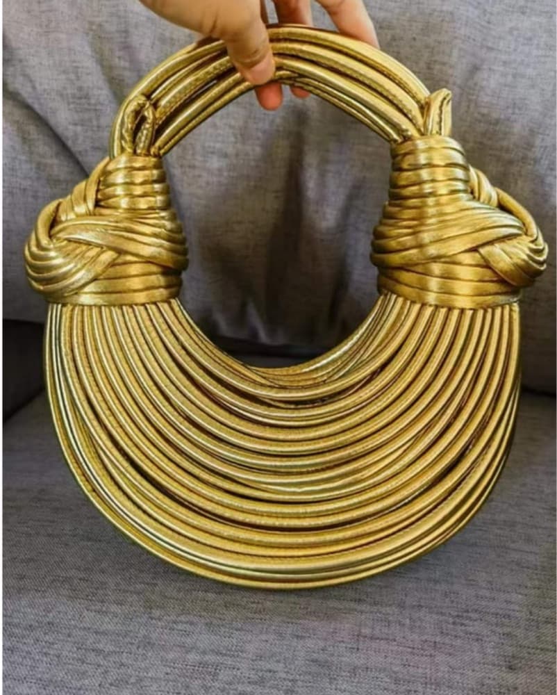 Stunning Gold Woven Statement Purse - Image 3