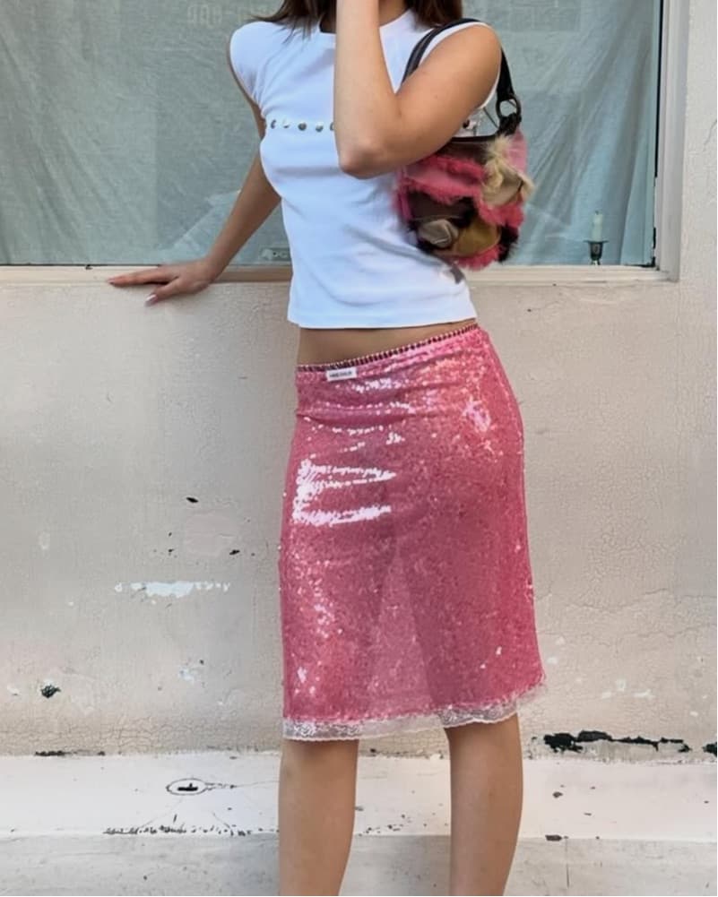 Hand over camilo Sequin Skirt Pink  - Image 2