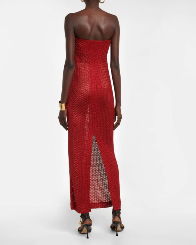 Missoni Red Crochet Strapless Gown - Image 2