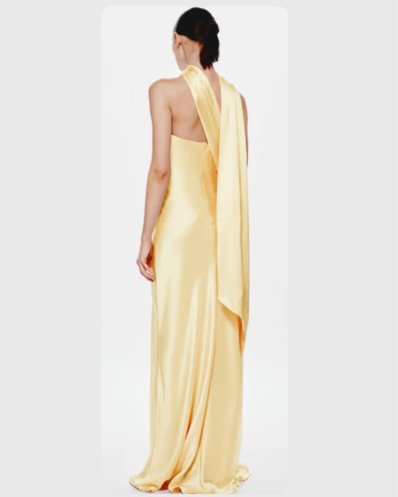 Misha LILIA Yellow Satin Maxi Dress - Image 2