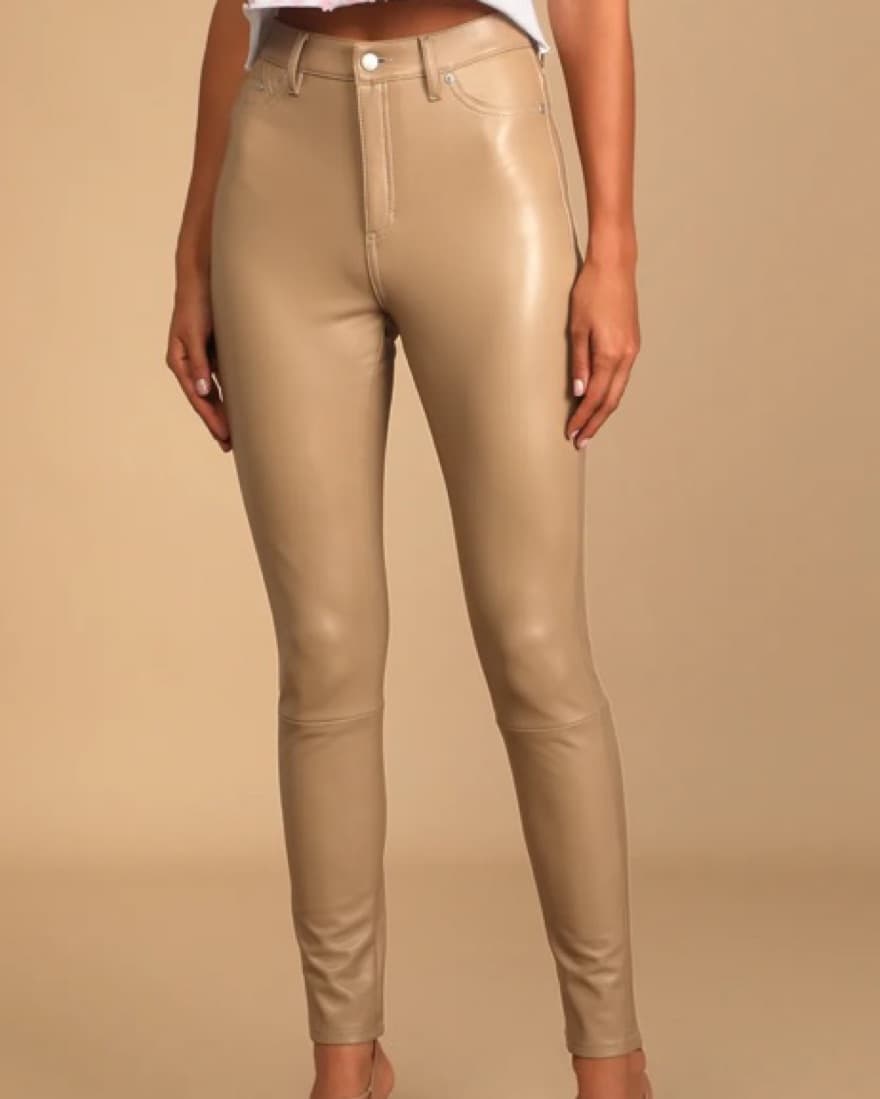 Tan Vegan Leather Pant - Image 1