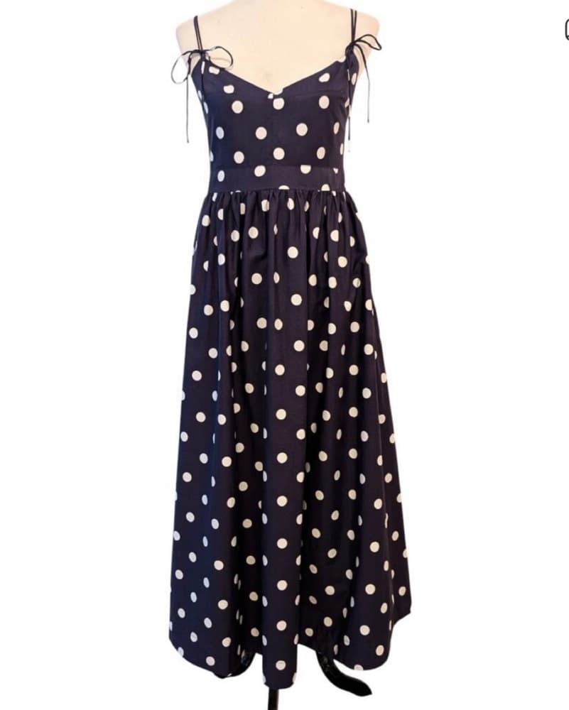 Polka Dot Navy Dress - Image 1