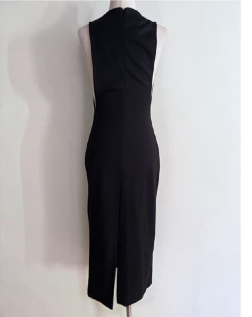 Black Euc Midi Dress, Mock Neck - Image 6