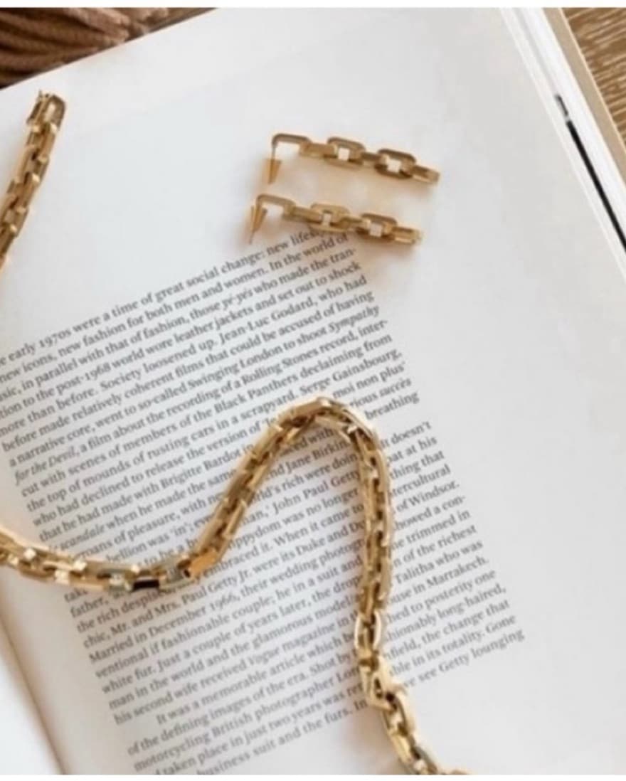 Matching Set Chain Link Earrings Necklac - Image 2