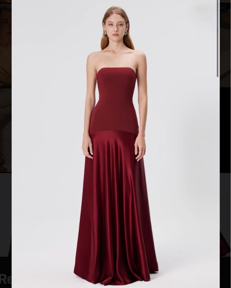 Red/Burgundy Aenso Strapless Dress - Image 3