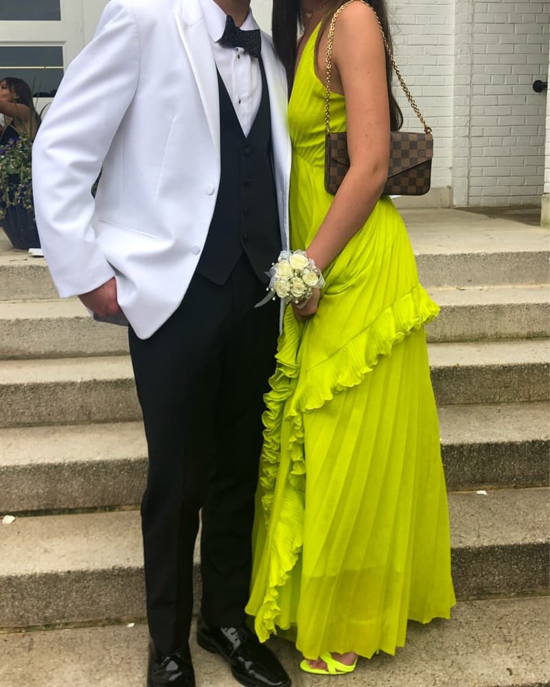 Vibrant Green Pleated Gown - Image 3
