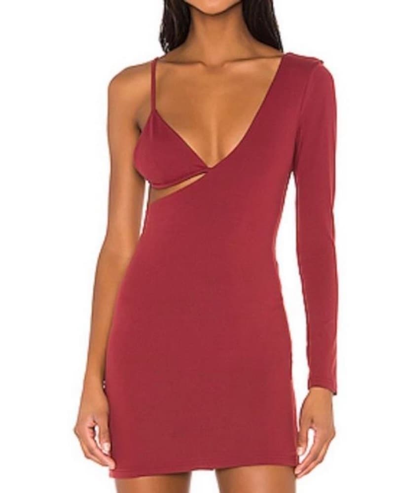 Superdown Burgundy Cut Out Dress - Image 1