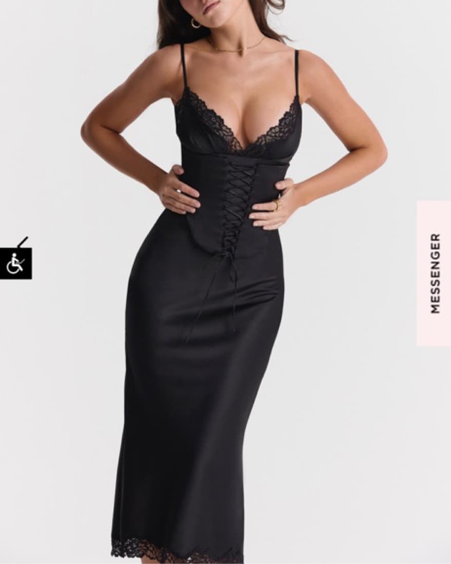 Salma Black Satin Slip Dress - Image 3