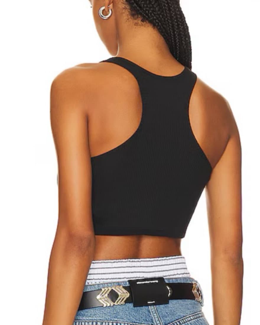Cropped Classic Racer Tank in Black  - Image 3