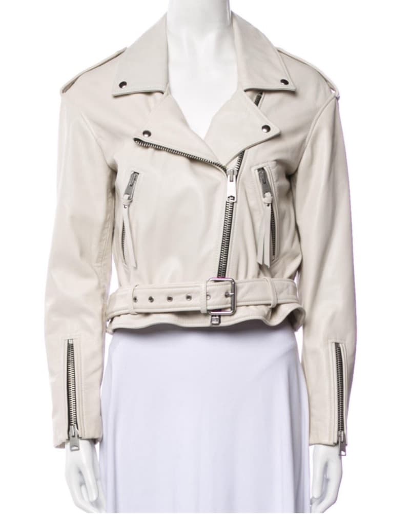 All Saints White Leather Biker Jacket - Image 2