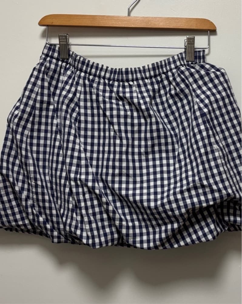 J.Crew Navy Blue Gingham Mini Skirt - Image 2
