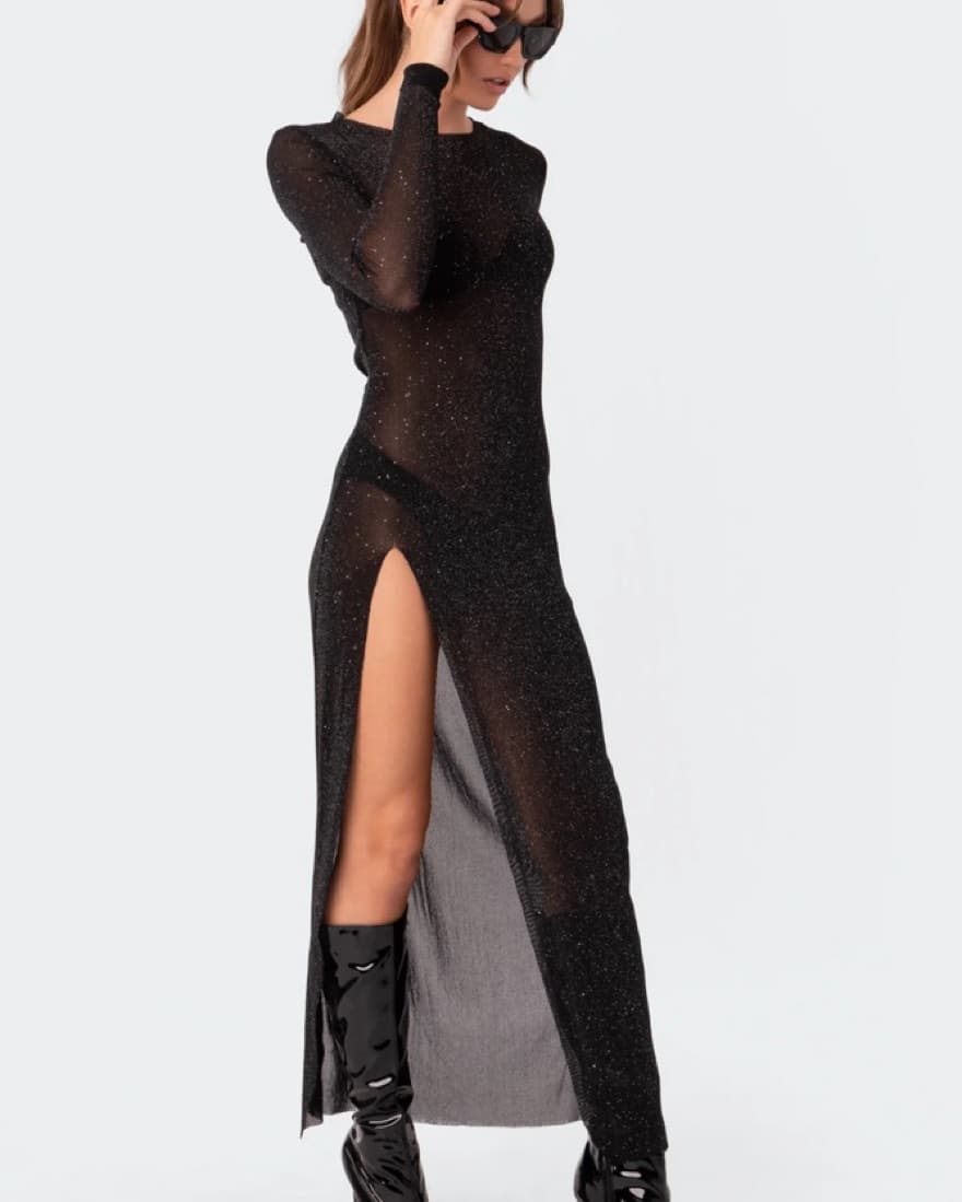 Shimmering Black Sequin Gown - Image 1