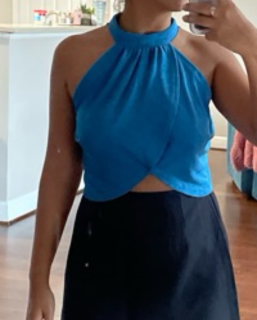 Blue Halter Open Back Top - Image 3