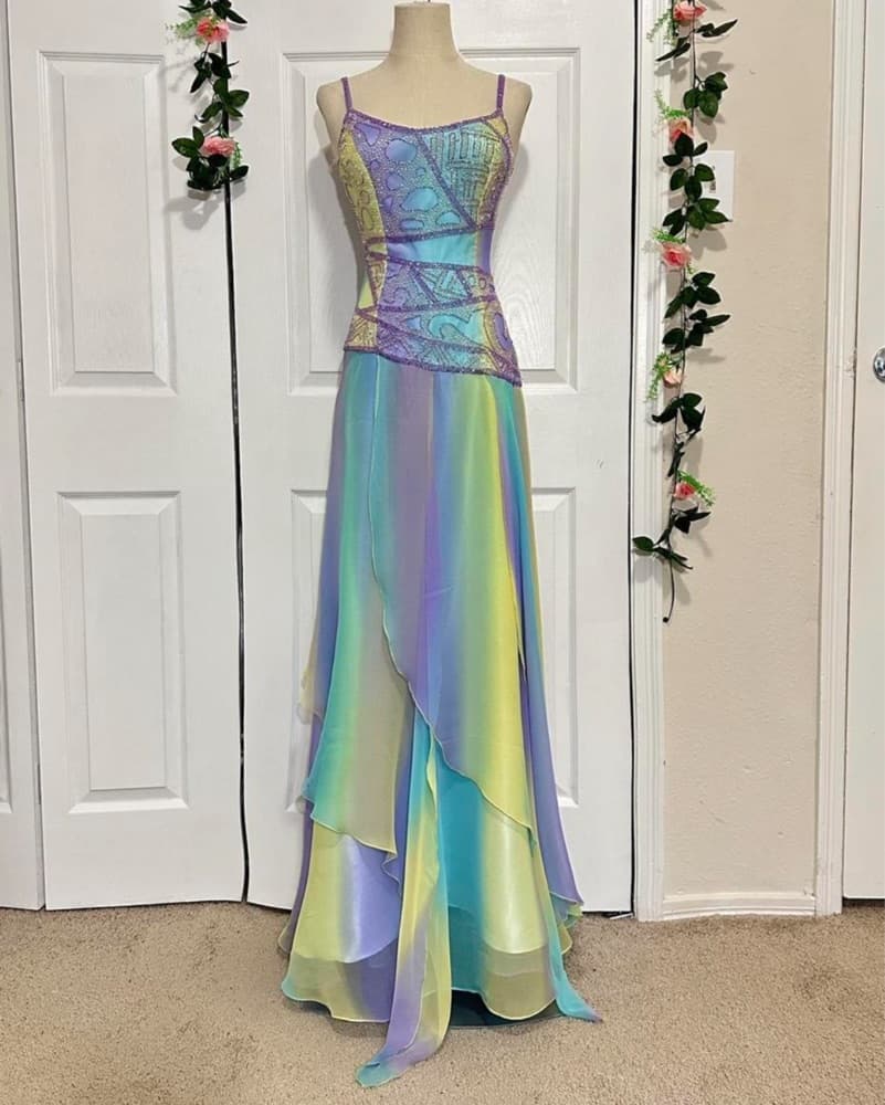 Vintage y2k Watercolor Mermaid Dress - Image 1