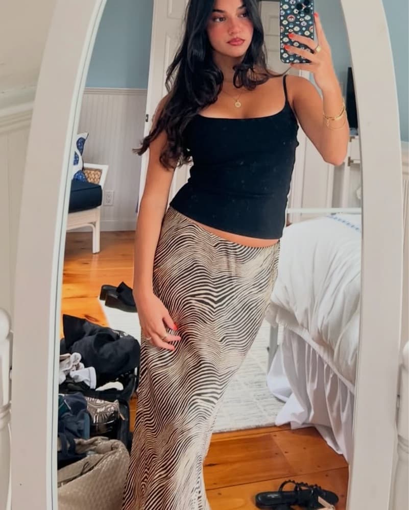 Zebra Print Low Rise Satin Skirt - Image 1