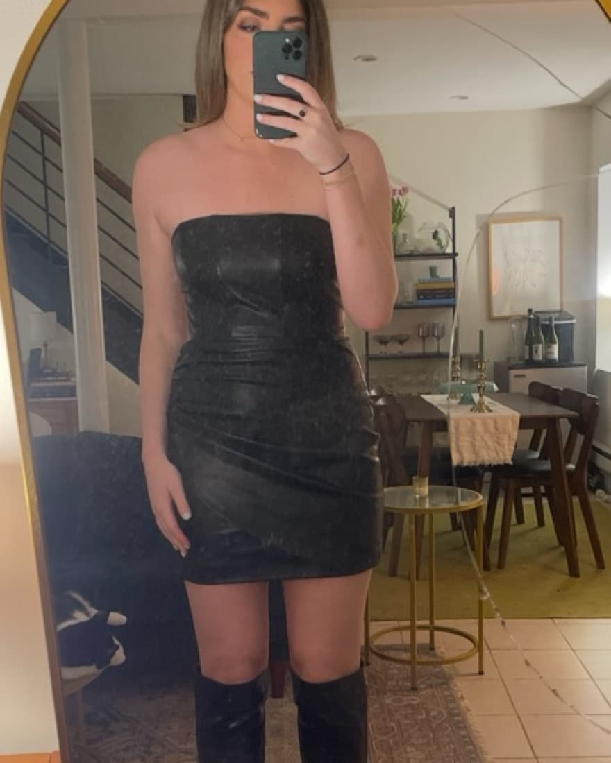 Black Ruched Strapless Corset Dress - Image 2