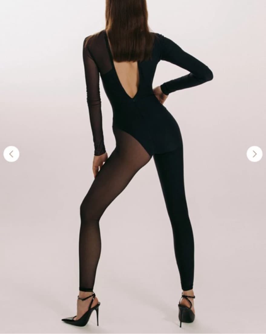 Mesh Asymmetrical Jumpsuit - Image 3