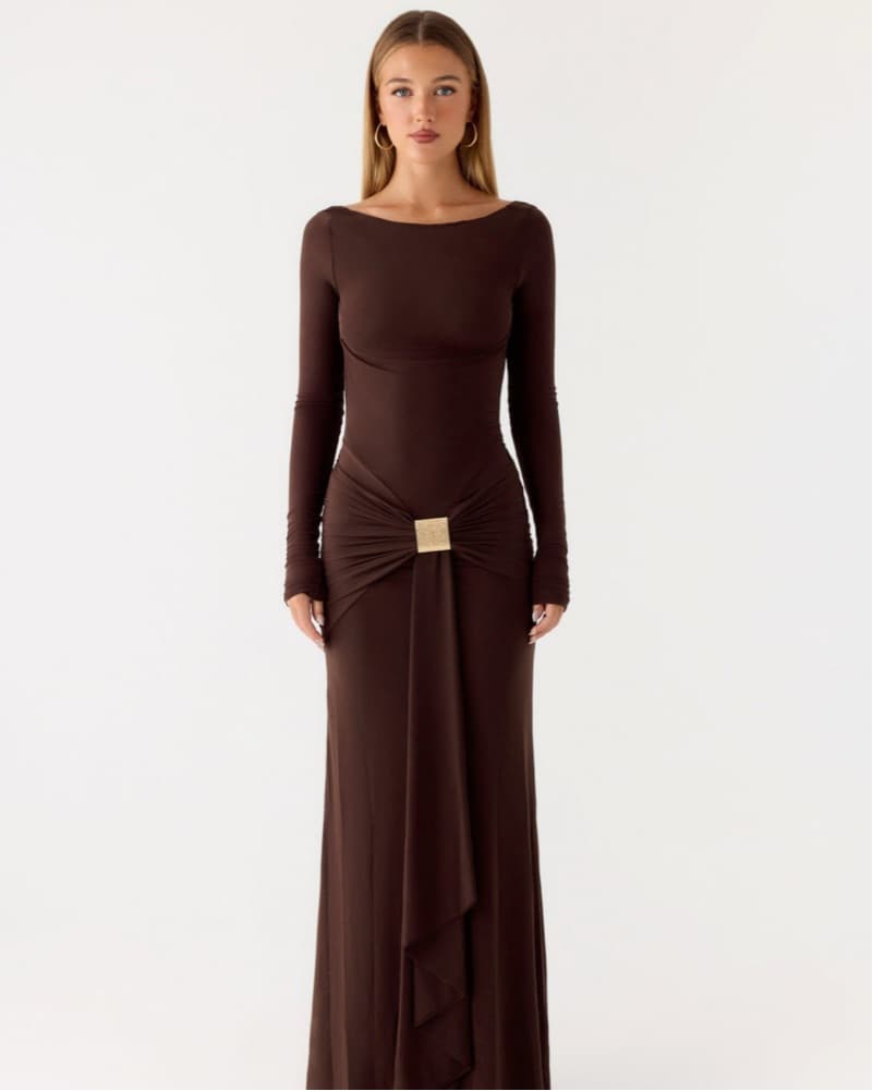 Dray Maxi Dress - Chocolate - Image 1
