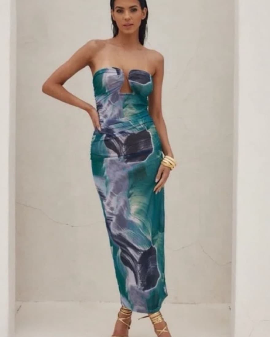 12th Tribe Blue Multi Maxi Dress - Image 1
