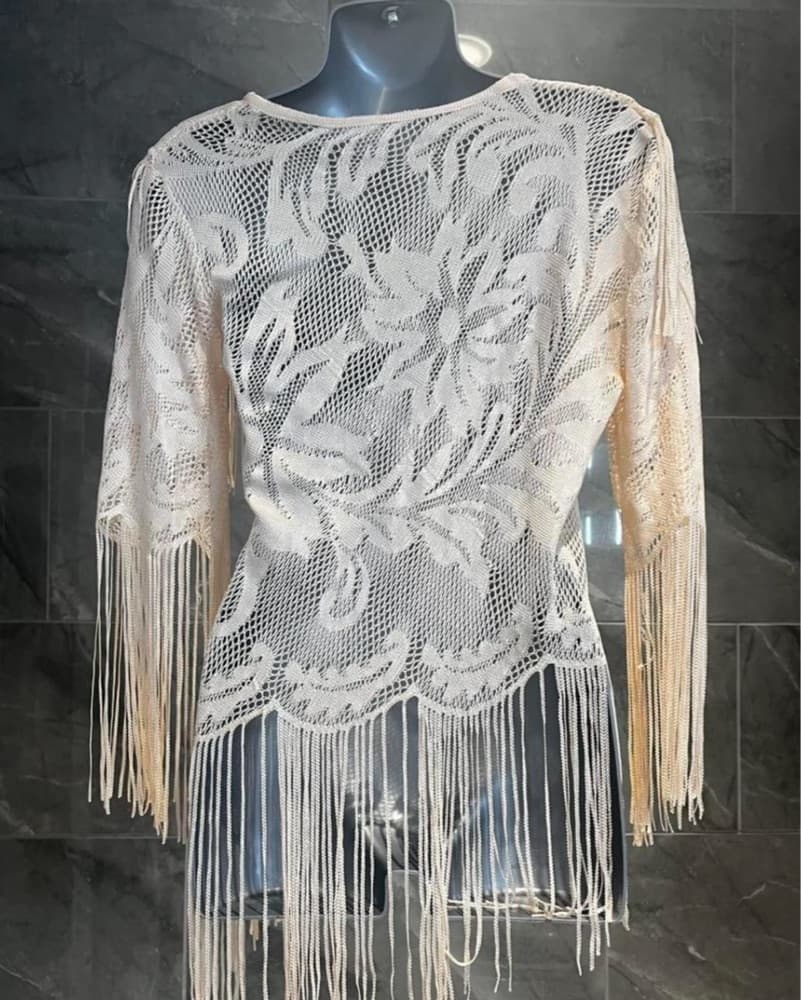 Vintage Fringe Cream Top - Image 6