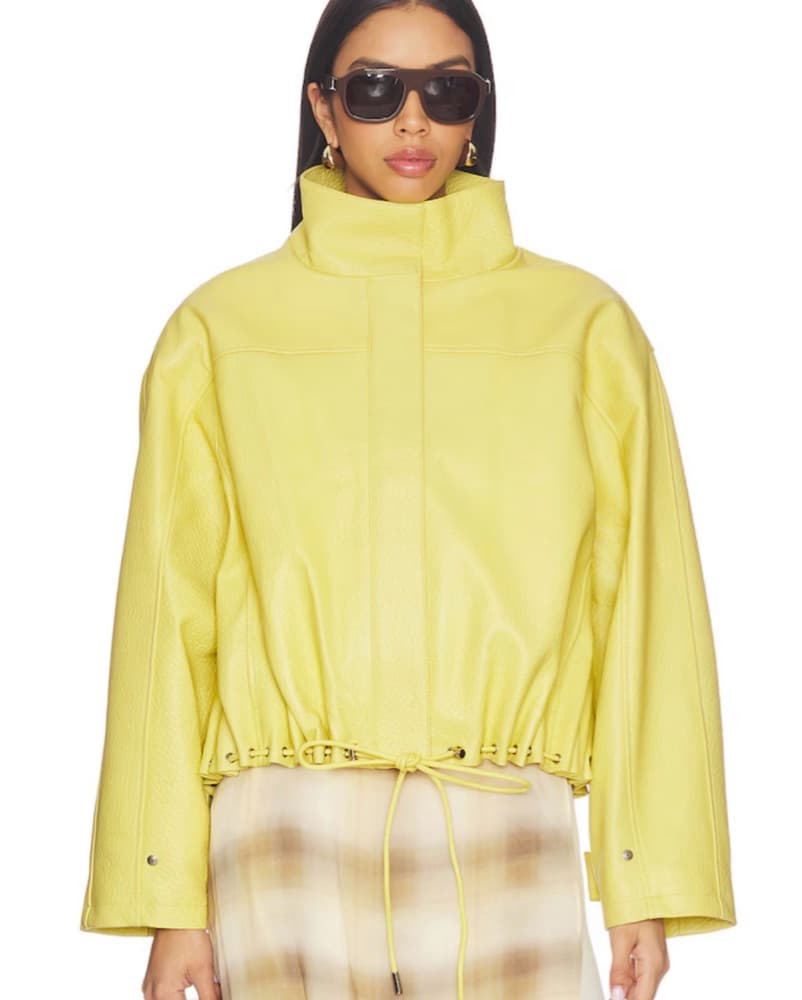 Yellow Leather Pebble Utility Jacket  - Image 1