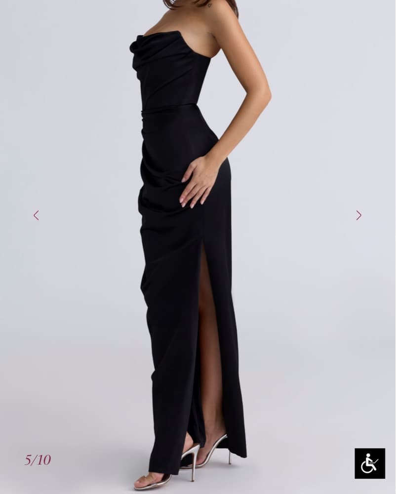 House of CB ADRIENNE Black Satin Dress - Image 3