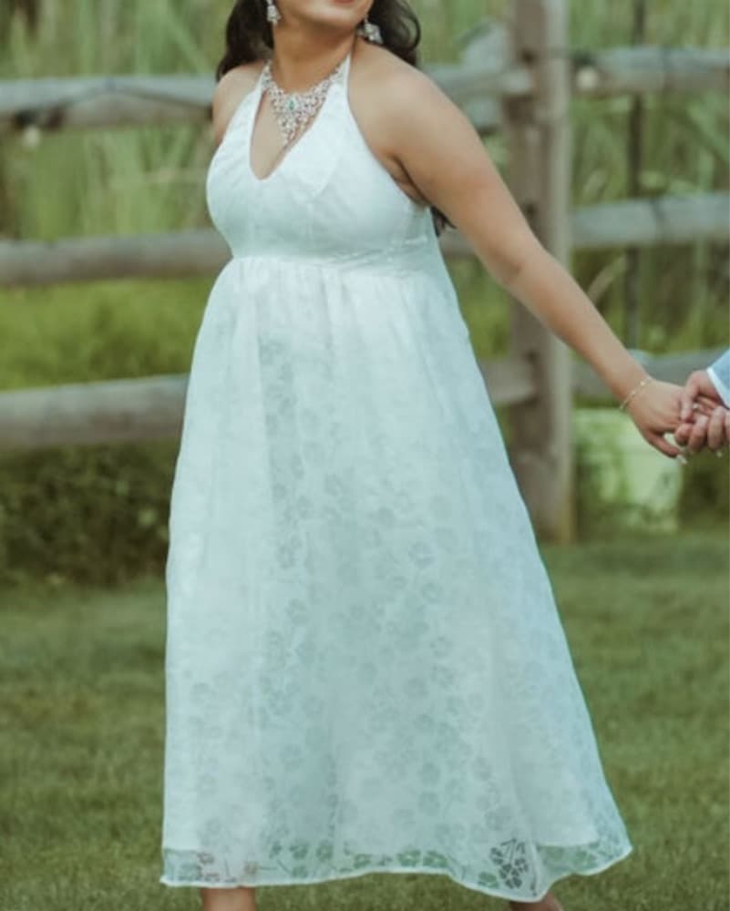 Elegant White Lulus Halter Midi Dress - Image 5