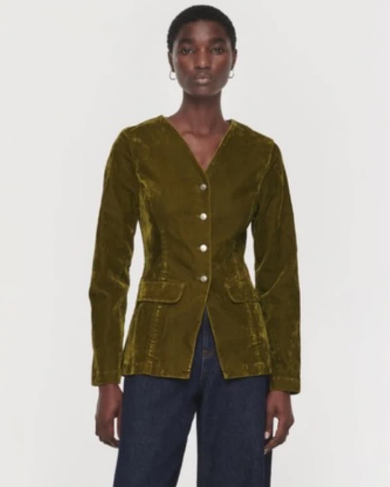 Aligne Daphne Velvet V-Neck Blazer - Image 1