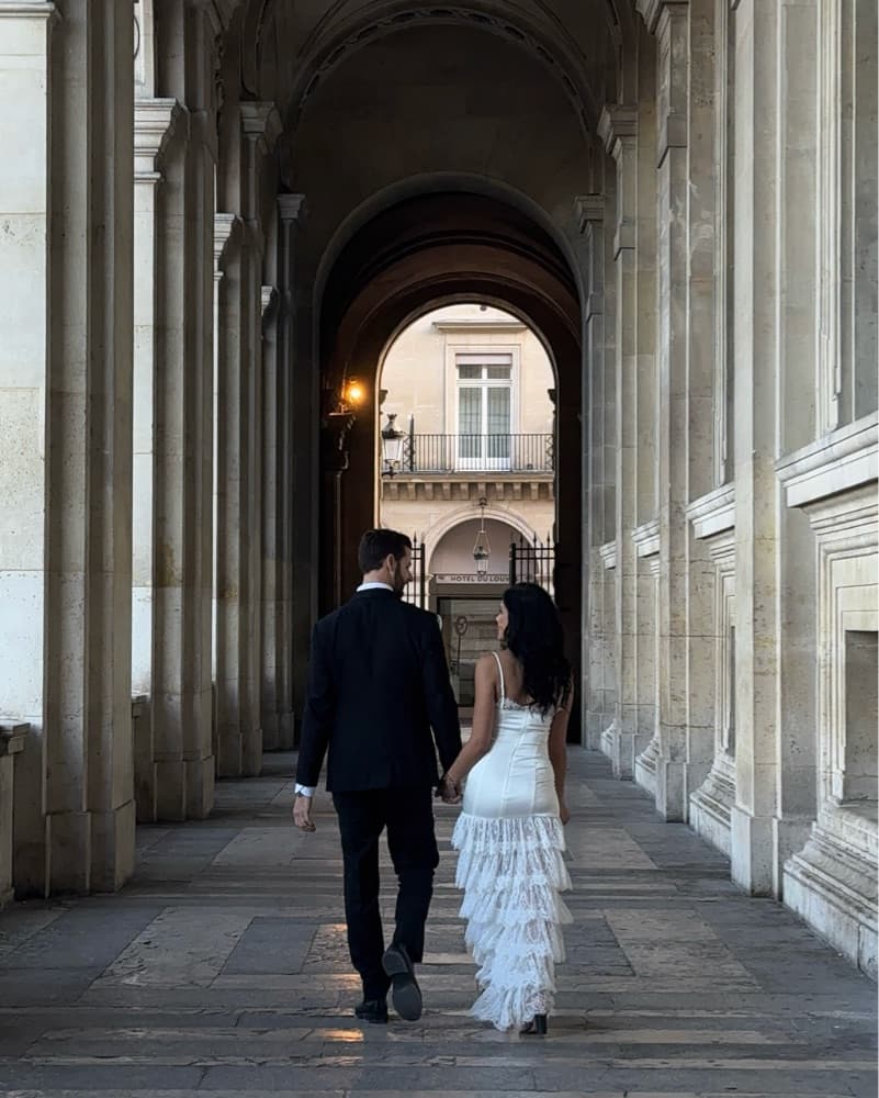 Elegant Lace-Tiered White Gown - Image 2