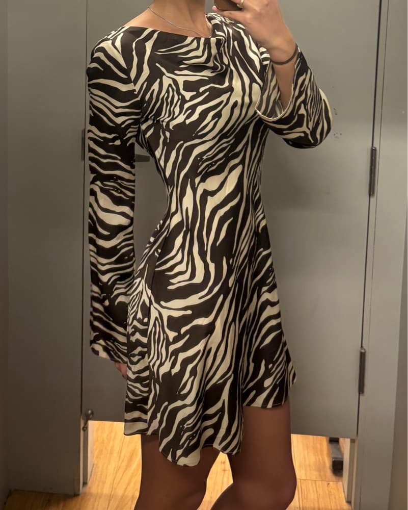 Reformation Pike Zebra Satin Long-Sleeve - Image 1