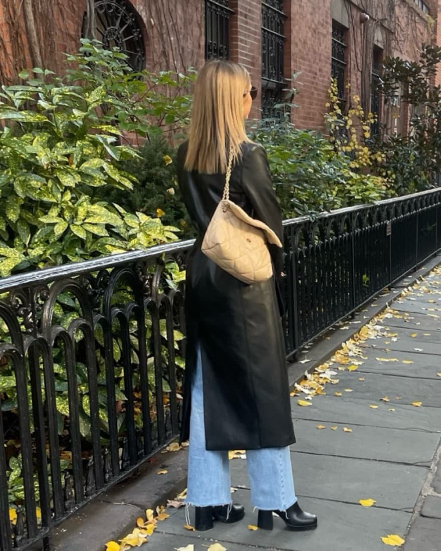 Black Leather Trench Coat - Image 4