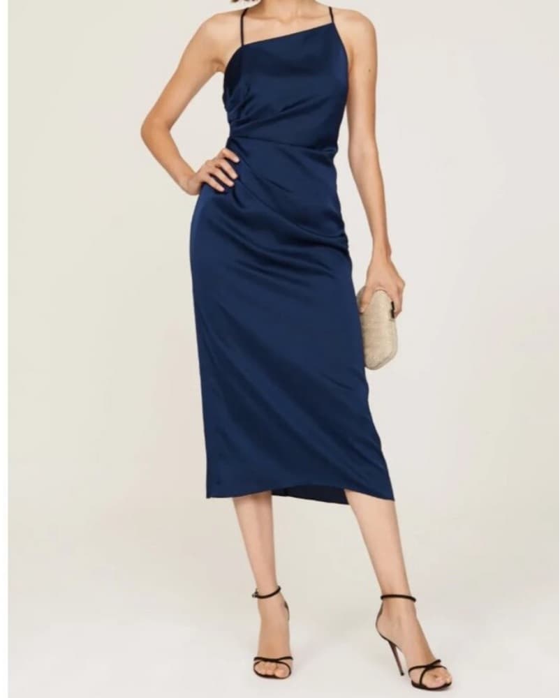 Milly Electra Navy Slip Midi Dress - Image 1
