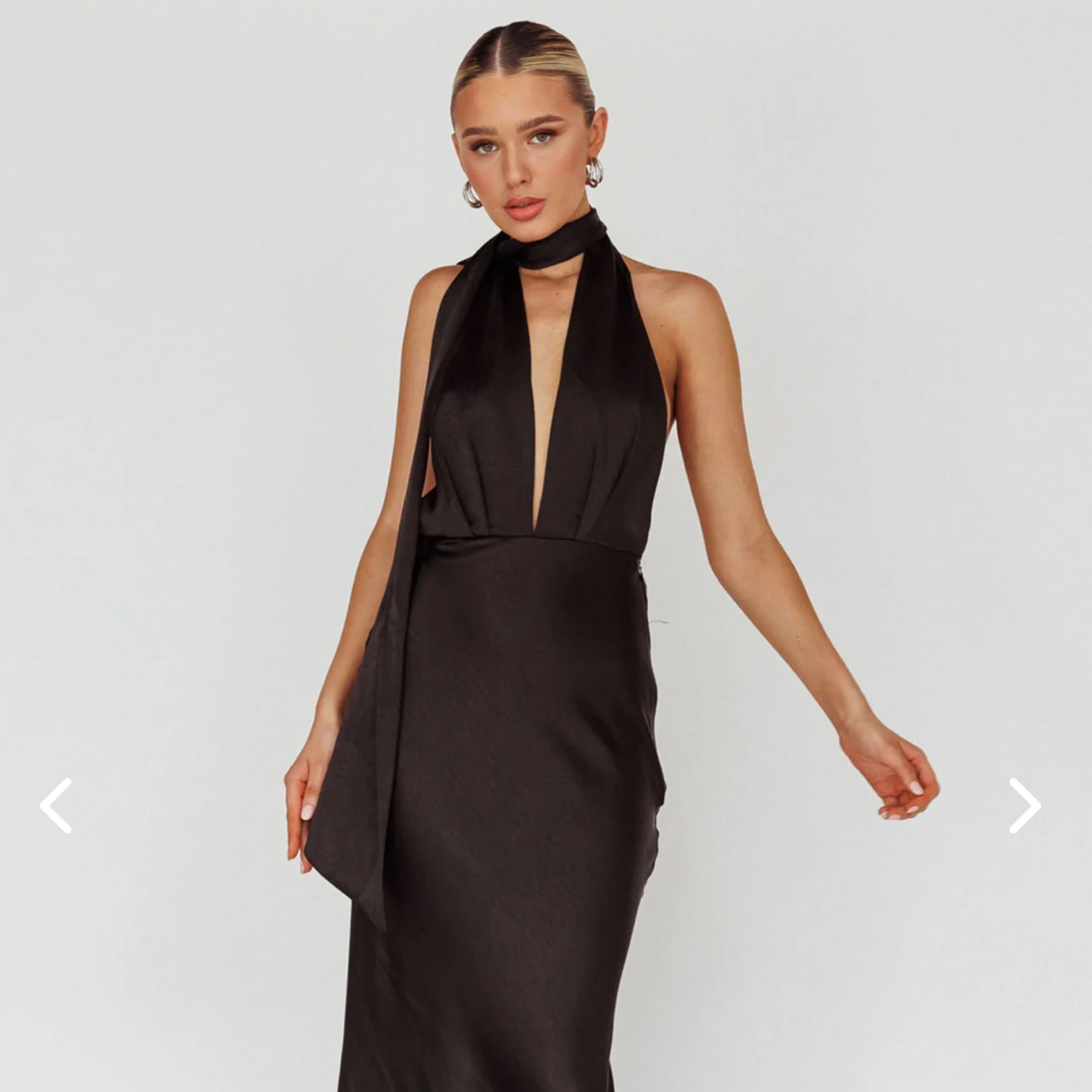 Black Halter Scarf Gown - Image 2