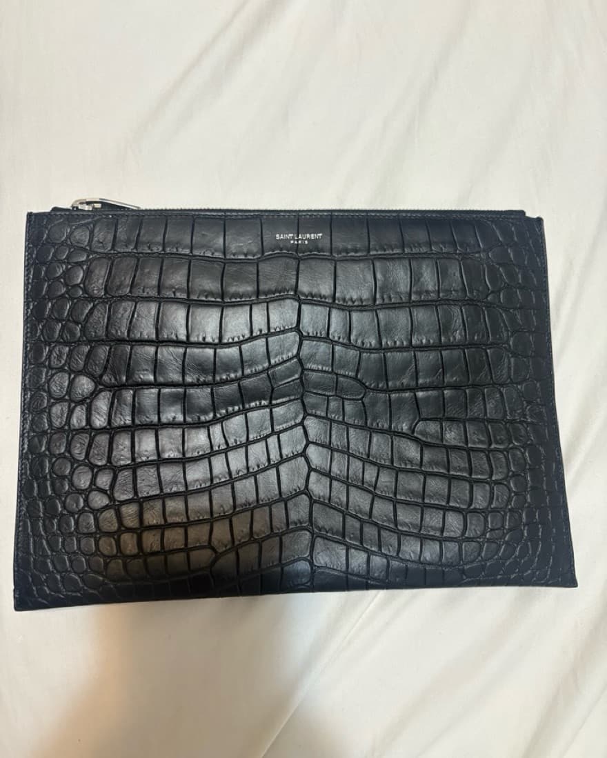 Saint Laurent Croc-Embossed Clutch - Image 2